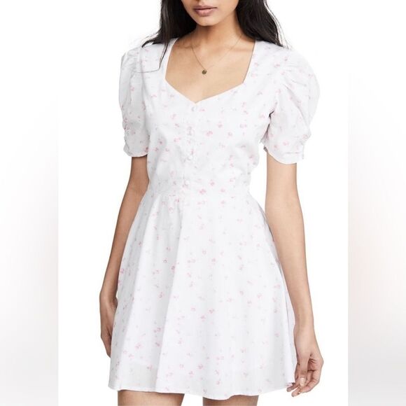 NWT LoveShackFancy Cora Mini Dress Pink Brimfield Floral Medium - Picture 12 of 16